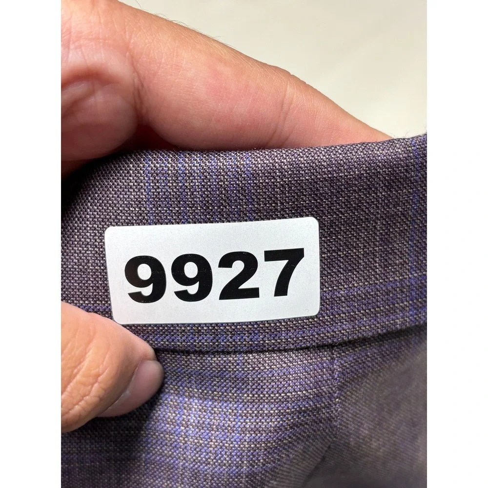 Peter Millar 44R Mens Coat Purple Blue Plaid 100% Virgin Wool Blazer Portugal